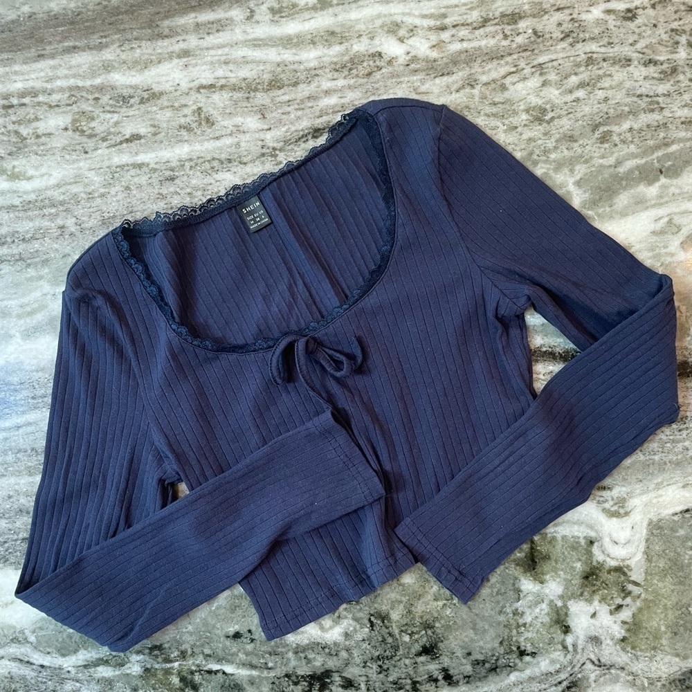 Navy Long Sleeve Top